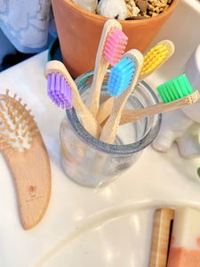Colorful Bamboo Toothbrushes For KIDS - Case of 5